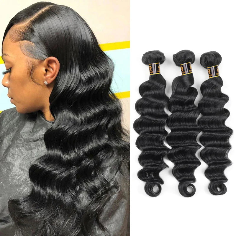 Rose Hair 15A Grade 3 Bundles Loose Deep Wave Brazilian Virgin Hair Bundles