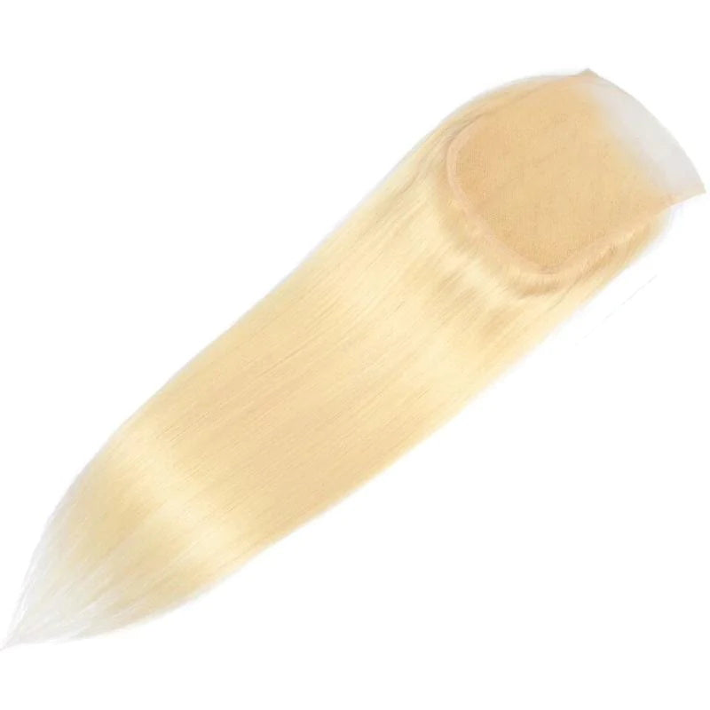 Rose Hair Blonde 613 Color 1Pcs Straight Hair 4x4 Lace Closure Brazilian Virgin Hair