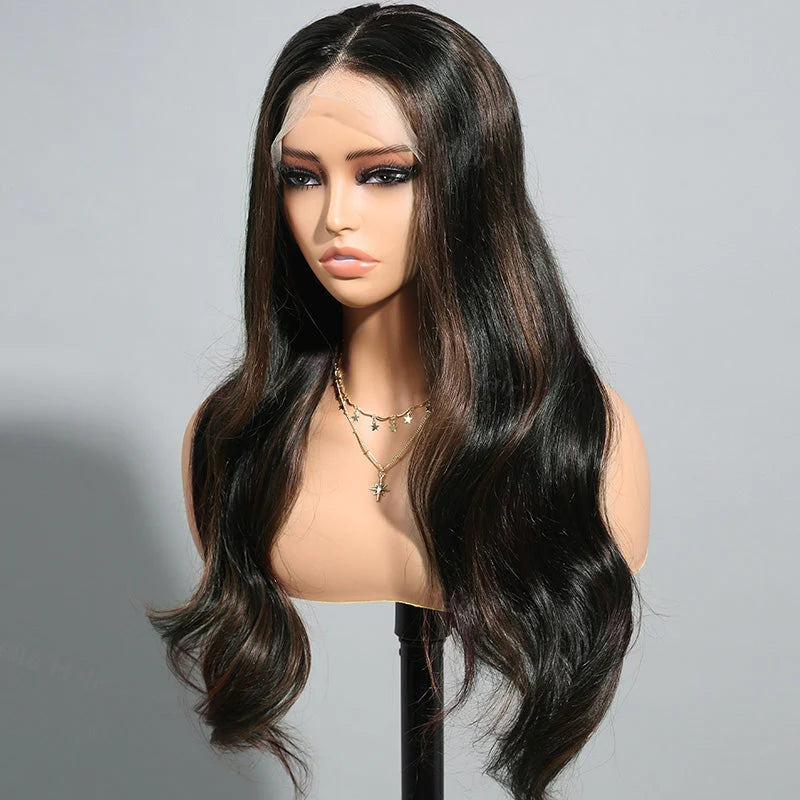 Rose Hair Brown Highlight Color Loose Body Wave 13x4 Lace Front Wig For Black Women