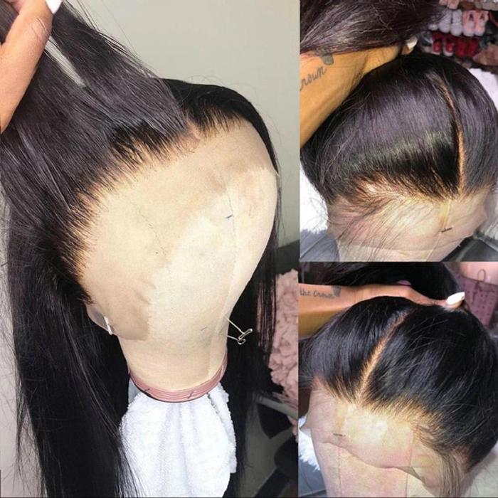 (Ariana Grande Styles) Rose Hair 13*4 Lace Frontal Straight Brazilian Human Virgin Hair Wig - Rose Hair