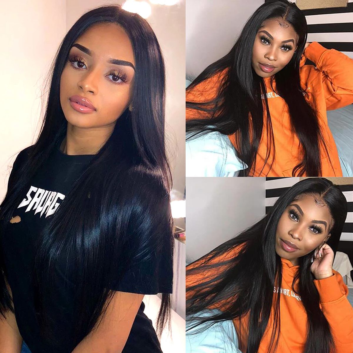 (Ariana Grande Styles) Rose Hair 13*4 Lace Frontal Straight Brazilian Human Virgin Hair Wig