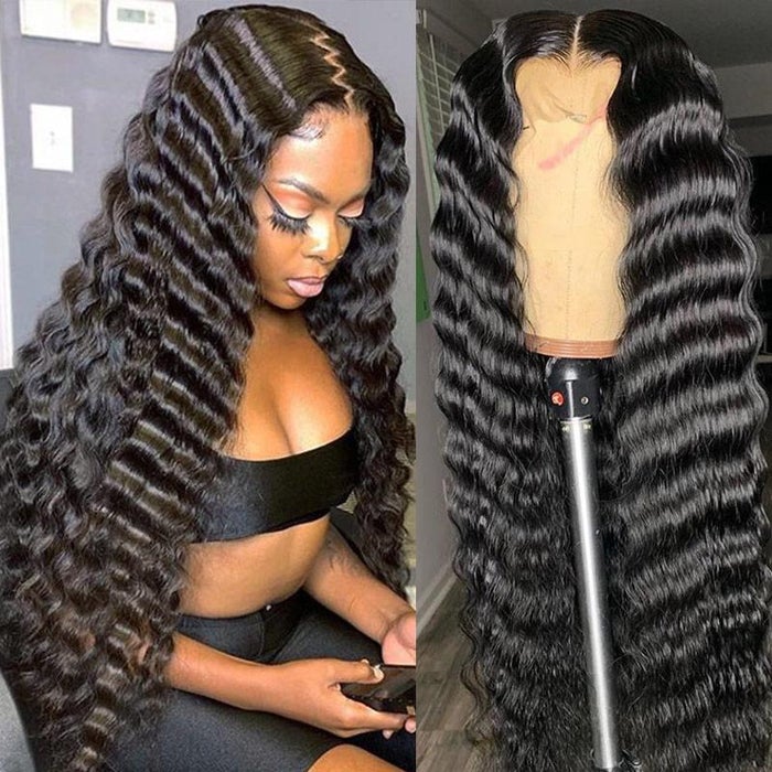 Rose Hair 13*4 Lace Frontal Deep Wave Brazilian Human Virgin Hair Wig