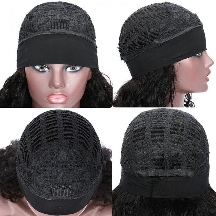 RoseHair Body Wave Headband Wig Glueless Human Hair Wig With Pre-attached Scarf Half Wig 150% Density - Rose Hair