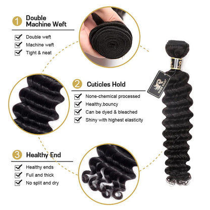 Rose Hair 10A Grade 1 Bundle Deep Wave Brazilian Virgin Hair Bundles