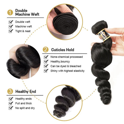 Rose Hair 10A Grade 1 Bundle Loose Wave Brazilian Virgin Hair Bundles