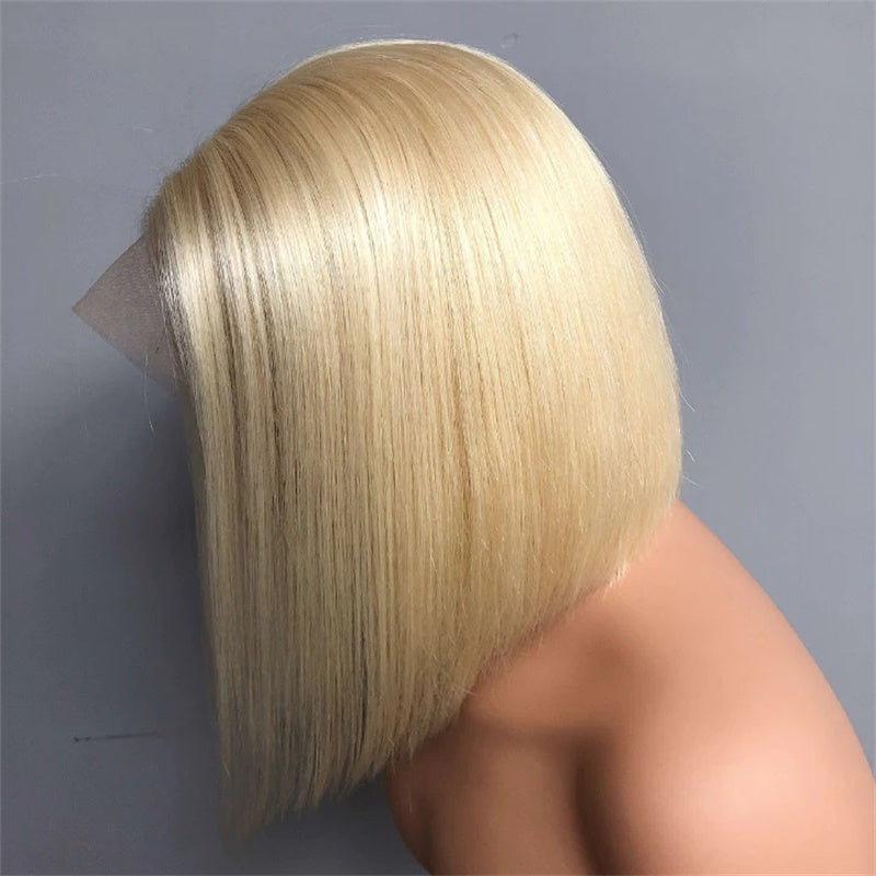 Rose Hair Blonde 613 Color Straight Hair 13x4 lace Front Bob Wig Human Hair Wig