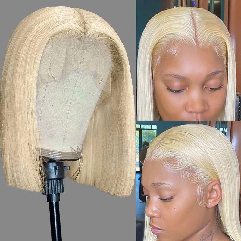 Rose Hair Blonde 613 Color Straight Hair 13x4 lace Front Bob Wig Human Hair Wig