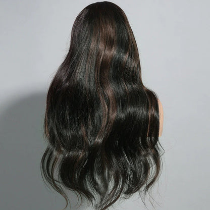 Rose Hair Brown Highlight Color Loose Body Wave 13x4 Lace Front Wig For Black Women