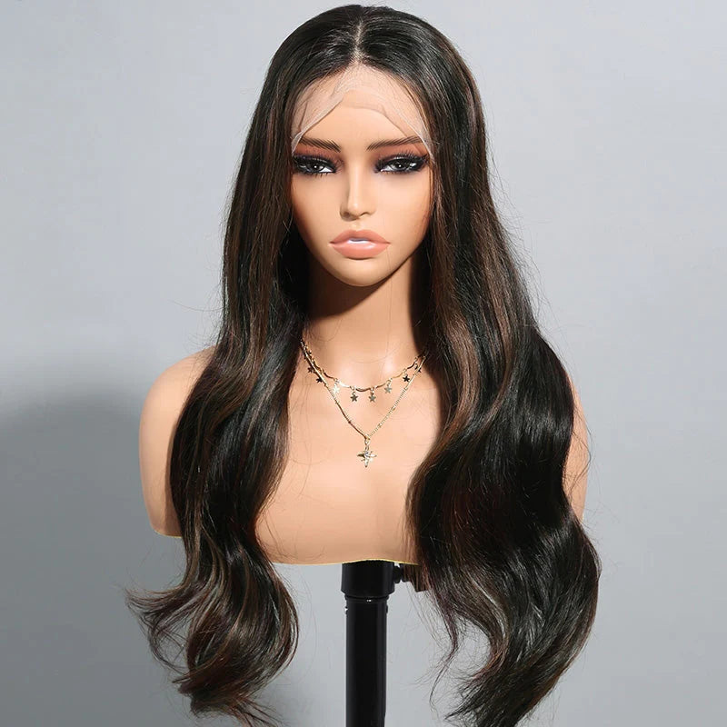 Rose Hair Brown Highlight Color Loose Body Wave 13x4 Lace Front Wig For Black Women