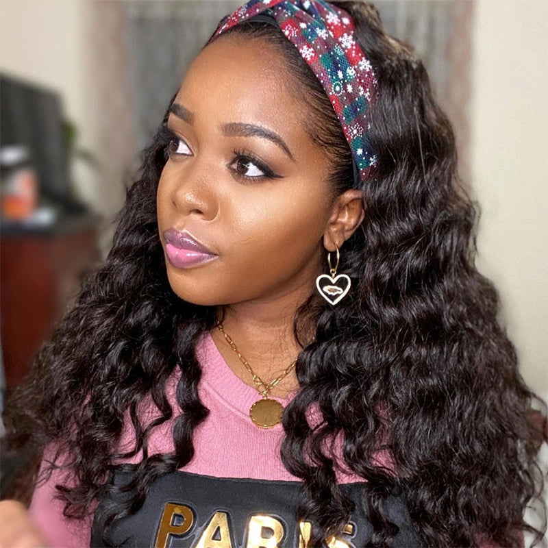 Rose Hair Loose Deep Wave Headband Wig Human Hair Wig