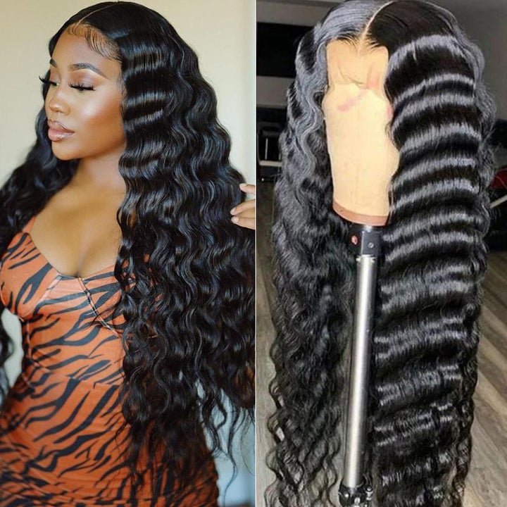 Rose Hair 13*4 Lace Frontal Deep Wave Brazilian Human Virgin Hair Wig