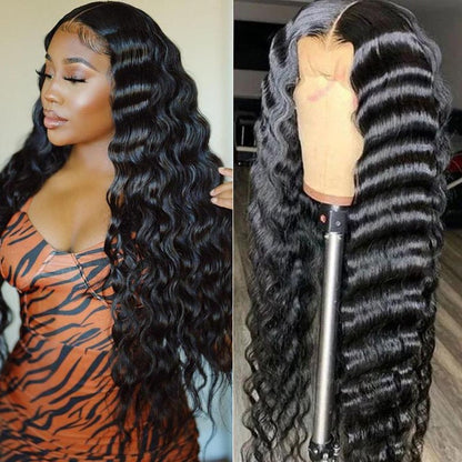 Rose Hair 13*4 Lace Frontal Deep Wave Brazilian Human Virgin Hair Wig