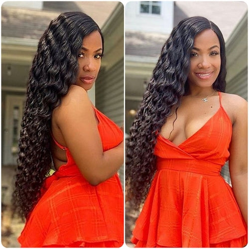 Rose Hair 13*4 Lace Frontal Deep Wave Brazilian Human Virgin Hair Wig