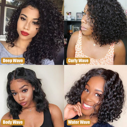 RoseHair 100% Human  Hair 13x4 Lace Frontal Silky Bob Wig Blunt Cut Natural Color All Texture - Rose Hair