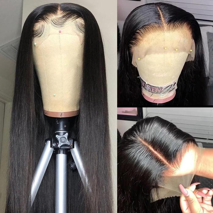 (Ariana Grande Styles) Rose Hair 13*4 Lace Frontal Straight Brazilian Human Virgin Hair Wig - Rose Hair