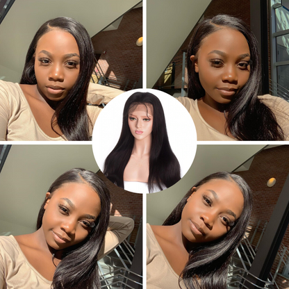 Rose Hair Straight Full Lace Best Brazilian Virgin Human Gorgeous Soft Hair Wig Free Shipping - Rose Hair