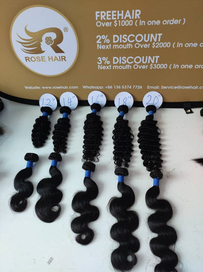 Wholesale Rosehair 10A/15A Grade 10 Bundles All Texture Brazilian Unprocessed Hair Deal - Rose Hair