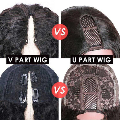 Kinky Straight V-part Wigs No Leave Out Natural Looking Yaki Wigs 180% Density