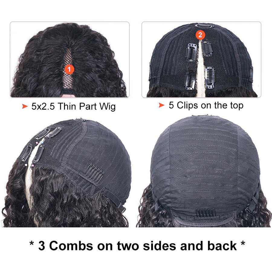 Kinky Straight V-part Wigs No Leave Out Natural Looking Yaki Wigs 180% Density