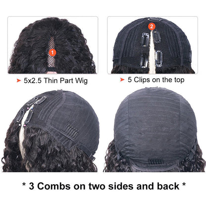 Kinky Straight V-part Wigs No Leave Out Natural Looking Yaki Wigs 180% Density