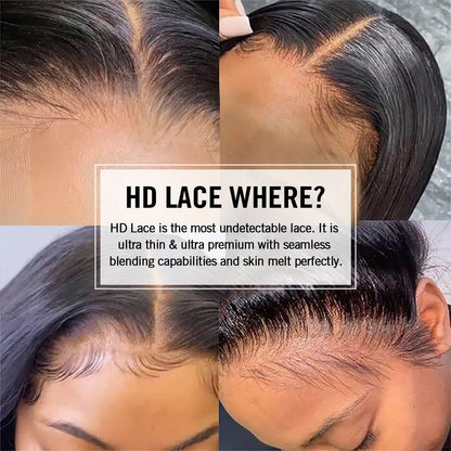 Rose Hair Water Wave/Kinky Curly/Yaki 13x4 HD Swiss Invisible Transparent Lace Frontal Wig