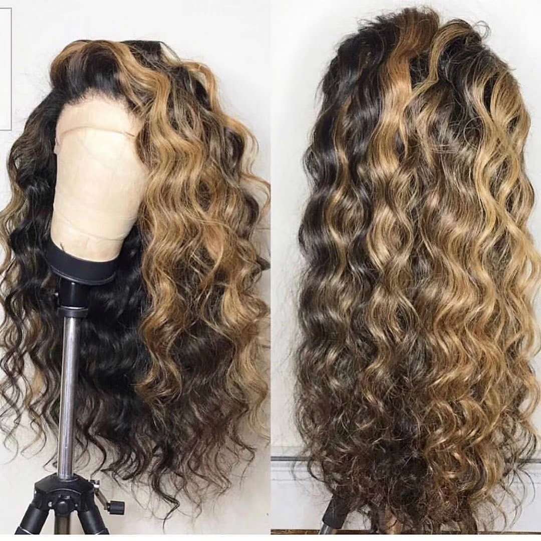 Pre Plucked Mix Color Real Undetectable Transparent Loose Wave 13*4 Lace Front Wig Brazilian Virgin Hair Ombre Wig - Rose Hair