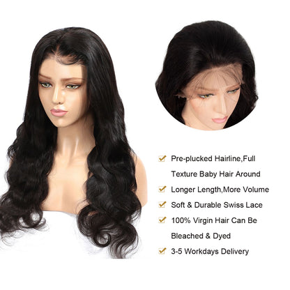Rose Hair Body Wave Best Brazilian Virgin Human Hair Full Lace Gorgeous Soft Hair Wig - Rose Hair