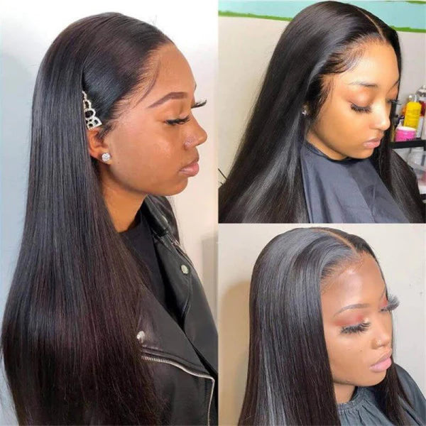 Rose Hair 13x6 HD Lace Wig 180% Density Straight Hair Natural Black Package Deal