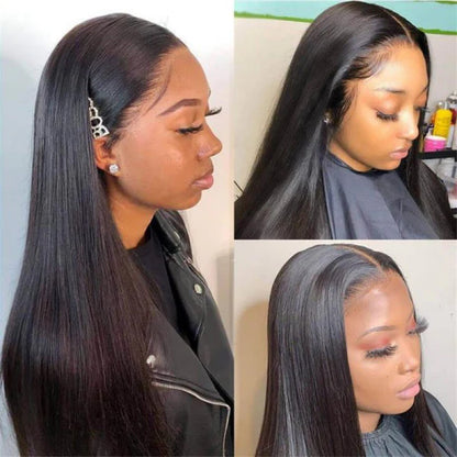 Rose Hair 13x6 HD Lace Wig 180% Density Straight Hair Natural Black Package Deal