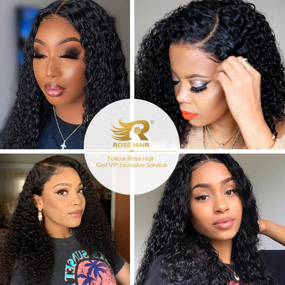 Pre Plucked Swiss 360 Lace Kinky Curly Wig Best Brazilian Human Virgin RoseHair Wig - Rose Hair