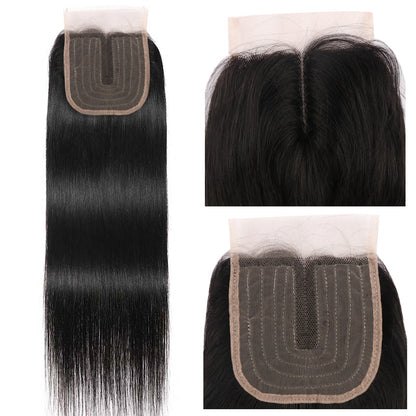 1PCS Brazilian Virgin Straight 4x4 T-part Lace Closure - Rose Hair