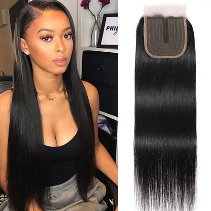 1PCS Brazilian Virgin Straight 4x4 T-part Lace Closure - Rose Hair